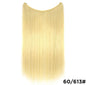 22 inches Invisible Wire No Clips in Hair Extensions Secret Fish Line Hairpieces Silky Straight Synthetic